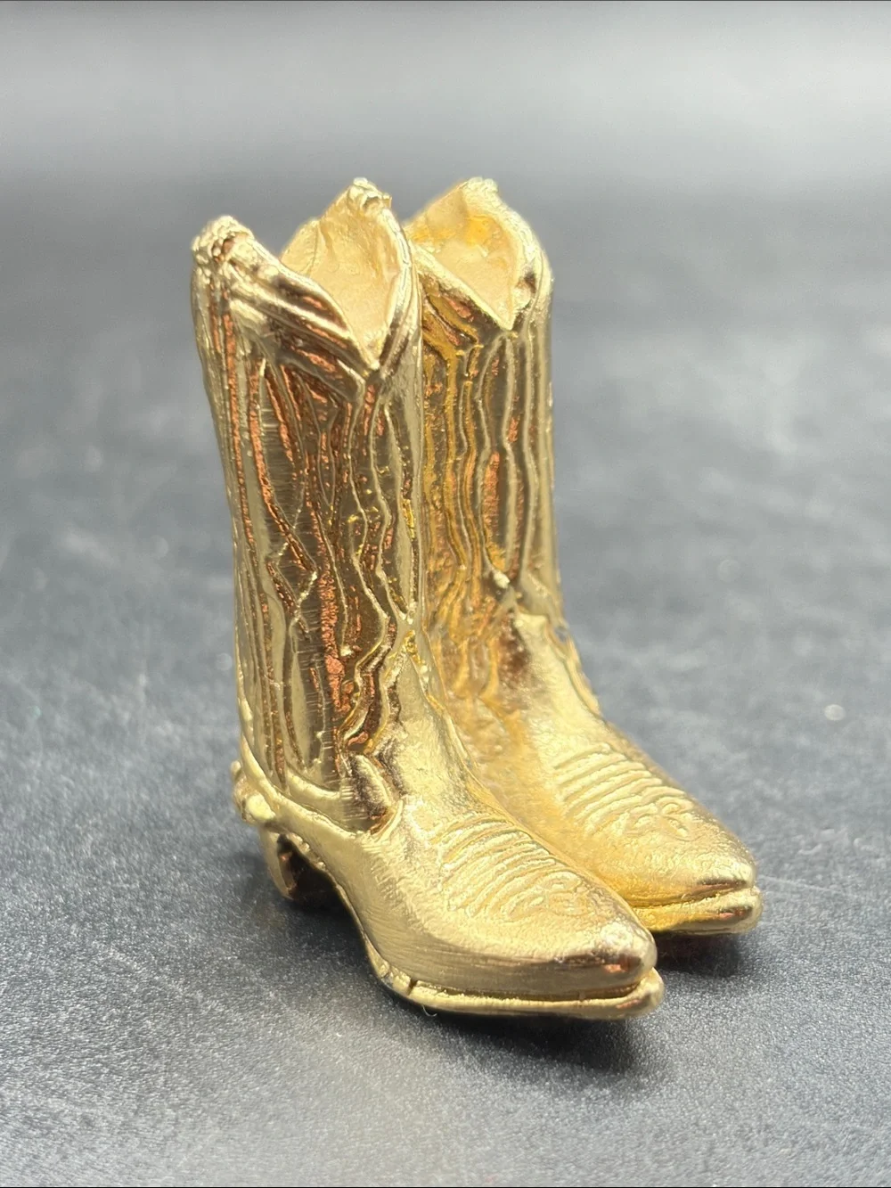 Vintage Signed Brass Cowboy Cowgirl Boots Figurine Figural Western Figure Decor